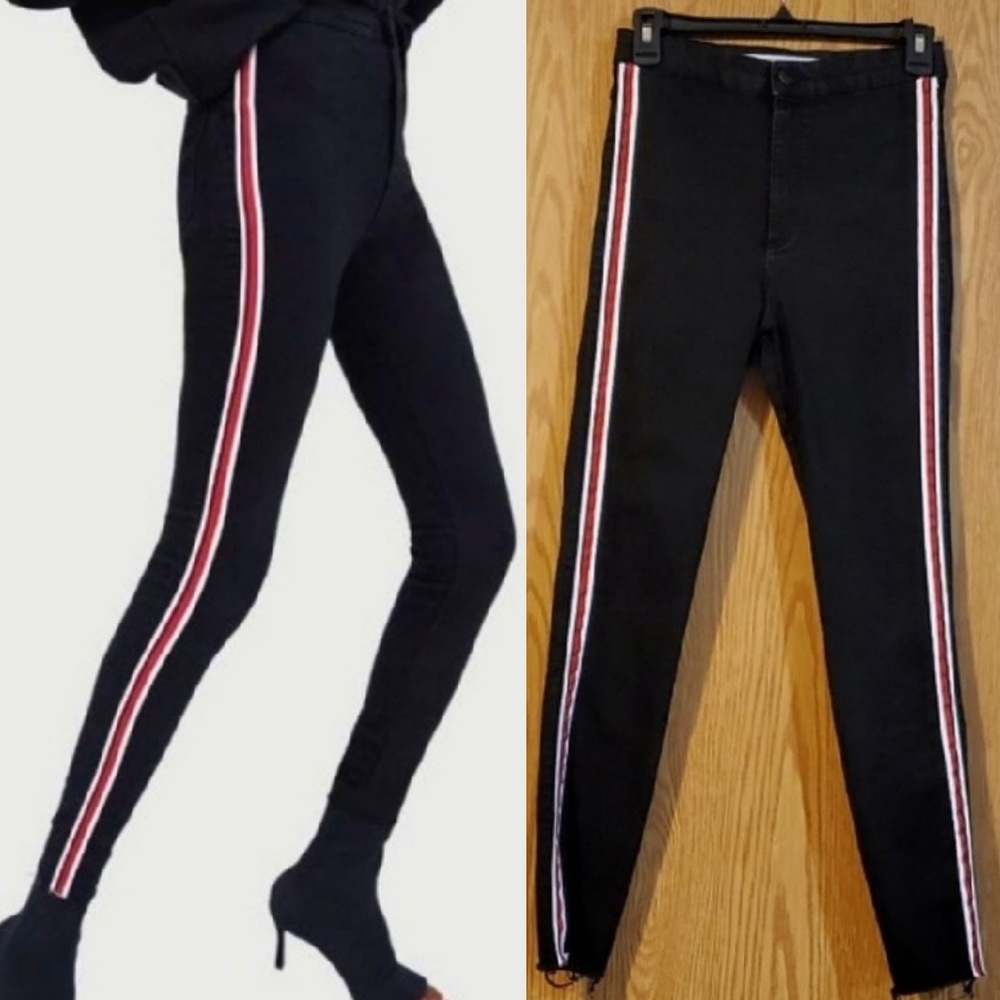 Zara Trafaluc high rise side stripe jeans